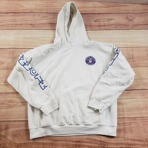 Mammoth Mountain Sweater‎ Womens Large White Blue Ski Hoodie Sweatshirt Ladies